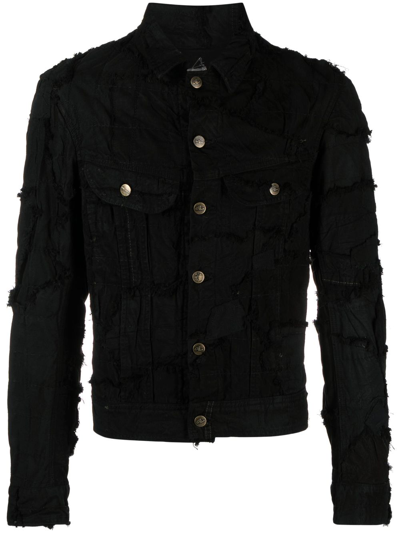 Shop Greg Lauren Black Distressed Denim Jacket