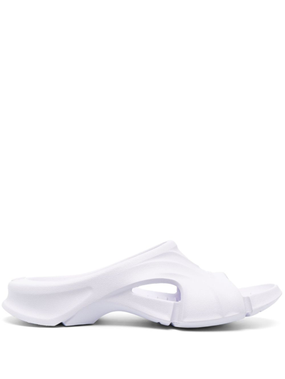 Shop Balenciaga White Mold Open Toe Slides