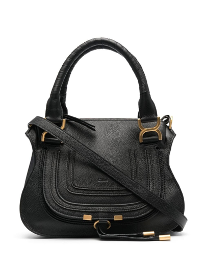 Shop Chloé Black Marcie Small Leather Tote Bag