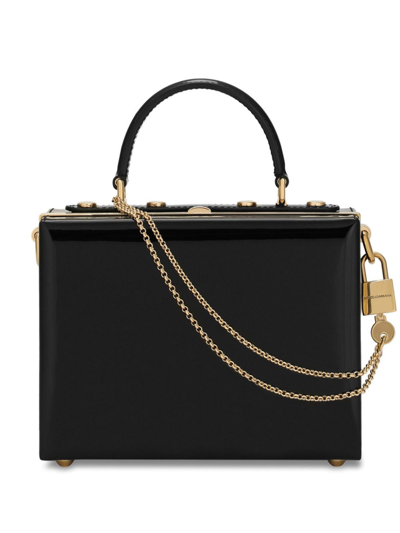 Shop Dolce & Gabbana Black Dolce Box Leather Tote Bag