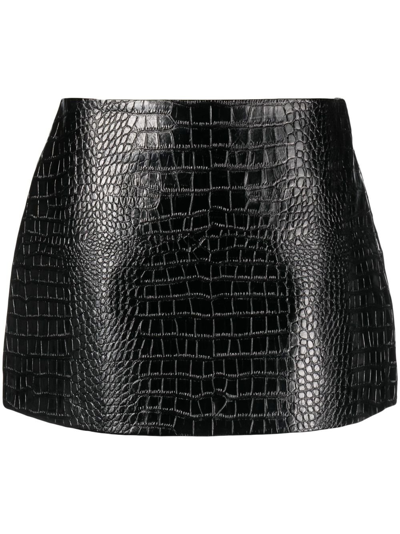 Shop The Frankie Shop Mary Croco-embossed Miniskirt - Women's - Polyurethane/polyester/cotton In Black