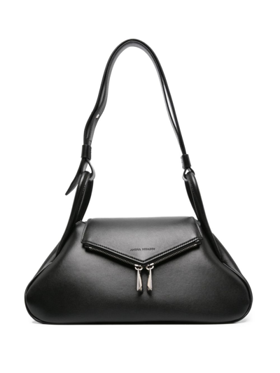 Shop Amina Muaddi Black Gemini Shoulder Bag