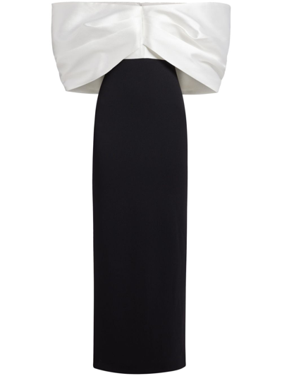 Shop Solace London Black And White Filippa Off-shoulder Dress