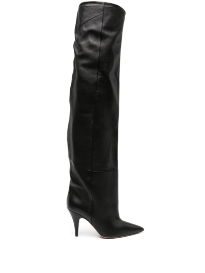 Shop Khaite The River 90mm Leather Knee-high Boots In Black