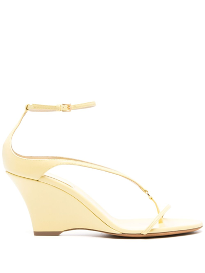 Shop Khaite The Marion 75mm Leather Sandals In Yellow