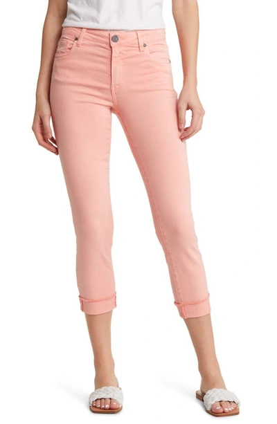 Shop Kut From The Kloth Amy Fray Hem Crop Skinny Jeans In Coral Pink