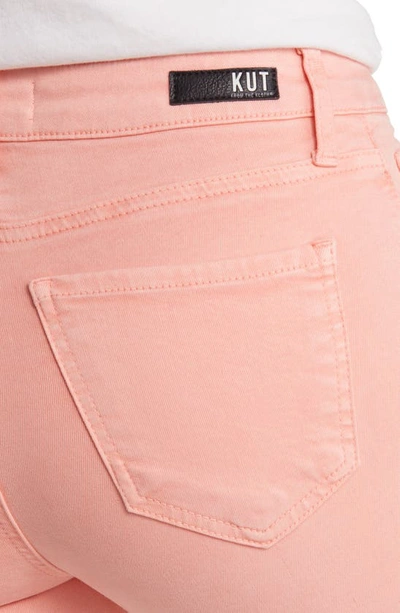 Kut From The Kloth Amy Fray Hem Crop Skinny Jeans In Coral Pink
