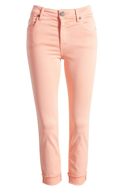 Kut From The Kloth Amy Fray Hem Crop Skinny Jeans In Coral Pink
