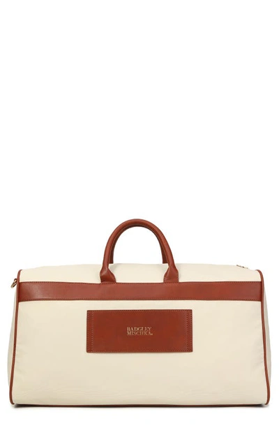 Shop Badgley Mischka Juliet X-large Canvas Duffle Bag In Nude