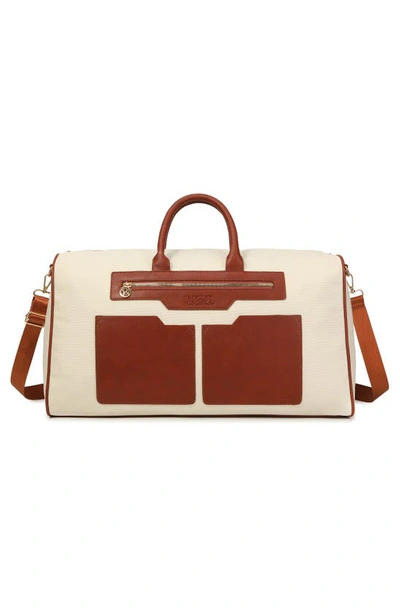 Badgley Mischka Juliet X-large Canvas Duffle Bag In Nude