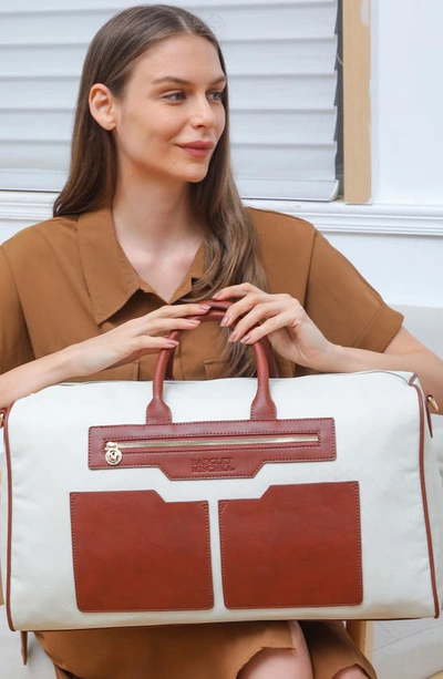 Badgley Mischka Juliet X-large Canvas Duffle Bag In Nude