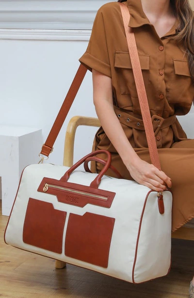 Badgley Mischka Juliet X-large Canvas Duffle Bag In Nude