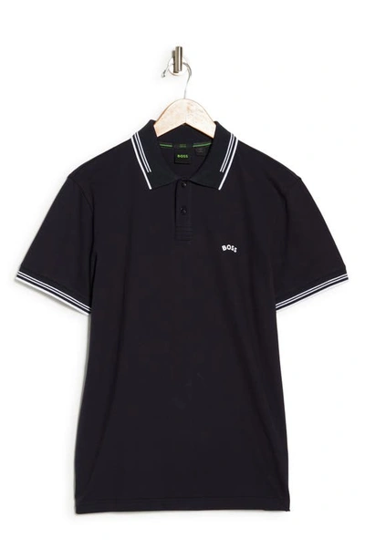 Shop Hugo Boss Paul Slim Fit Stretch Cotton Polo In Dark Blue