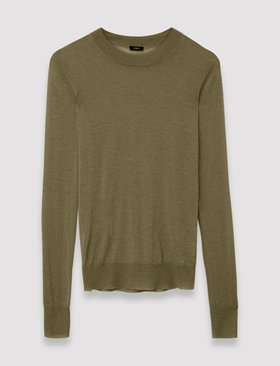 Joseph Cashair Round Neck Jumper In Dark Olive
