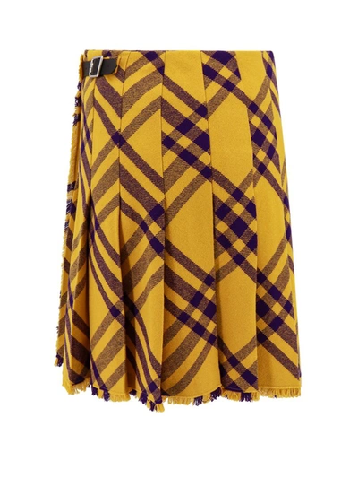 Shop Burberry Skirt In Yellow