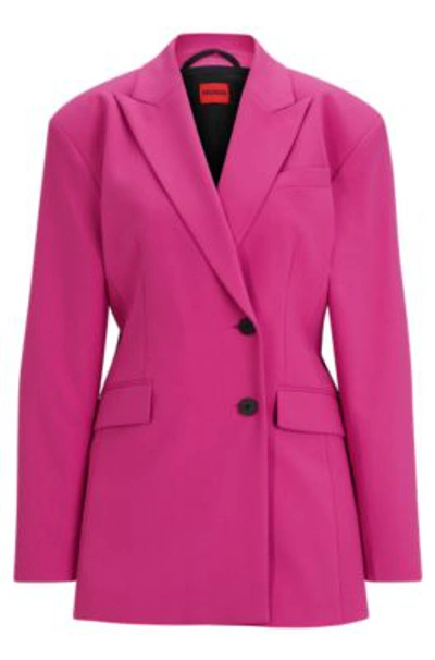 Hugo Boss Regular-fit Jacket With Off-center Closure In Dark Pink