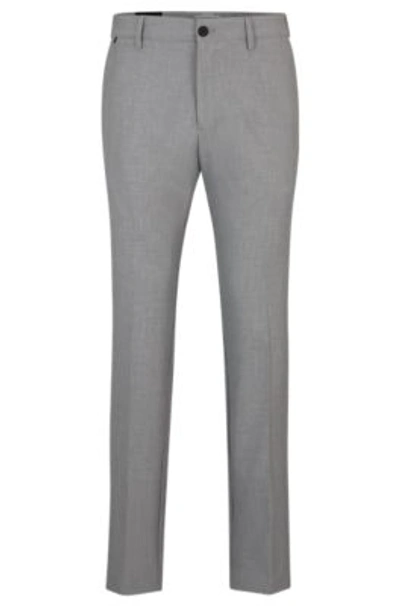 Shop Hugo Boss Slim-fit Trousers In Micro-patterned Performance-stretch Fabric In Silver