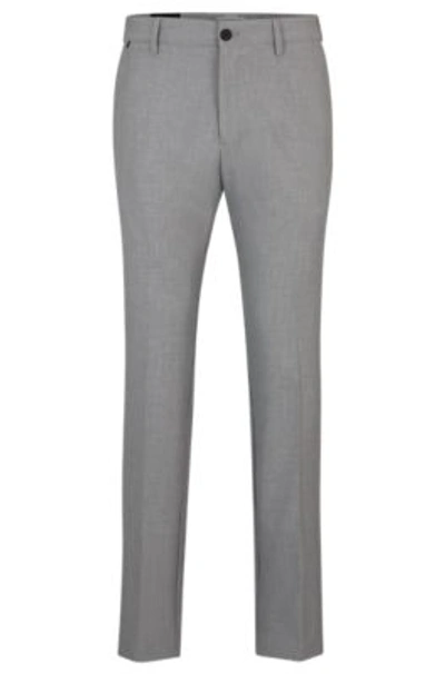 Hugo Boss Slim-fit Trousers In Micro-patterned Performance-stretch Fabric In Silver