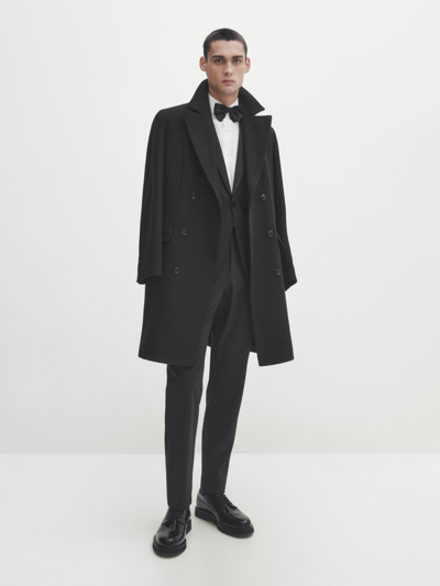Massimo Dutti Schwarze Smoking-anzughose In Schwarz