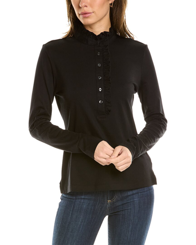 Shop Brooks Brothers Ruffle Henley Shirt In Black