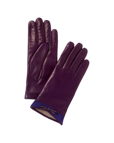 Shop Portolano Cashmere-lined Leather Gloves In Purple