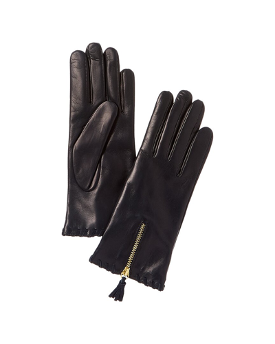 Shop Portolano Wool-lined Leather Gloves In Blue