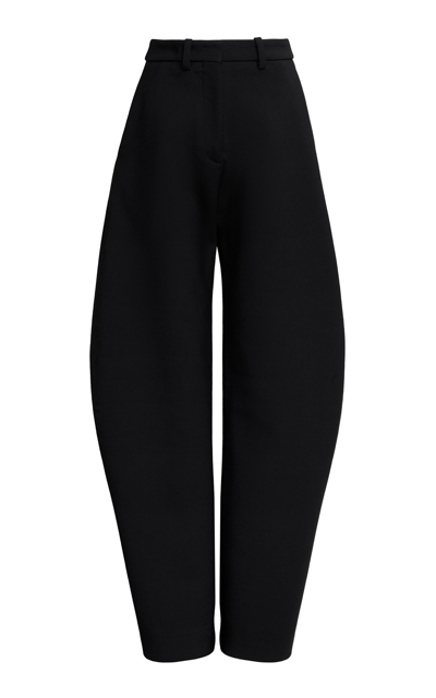 Shop Alaïa Rounded Wool Wide-leg Pants In Black
