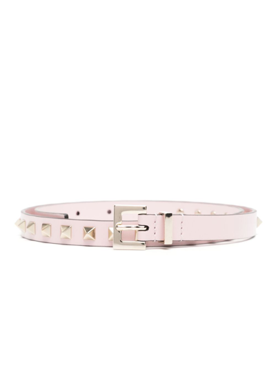 Shop Valentino Pink Rockstud Leather Belt