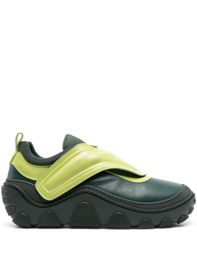 Shop Kiko Kostadinov Green Tonkin Panelled Leather Sneakers