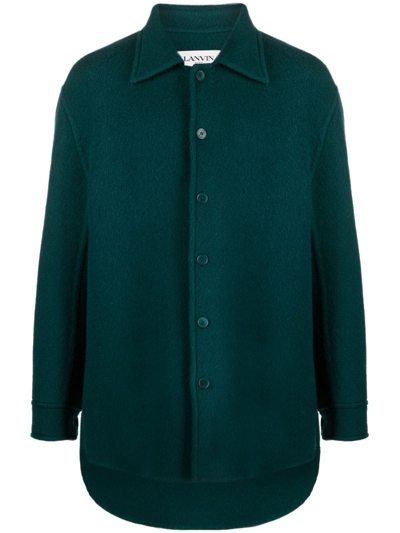 Shop Lanvin Green Wool-mohair Cocoon Overshirt