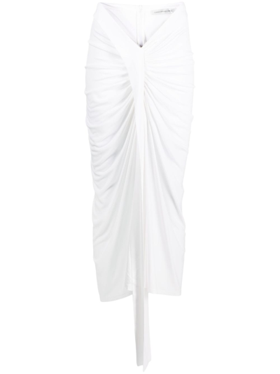 Shop Christopher Esber White Carved Draped Jersey Skirt