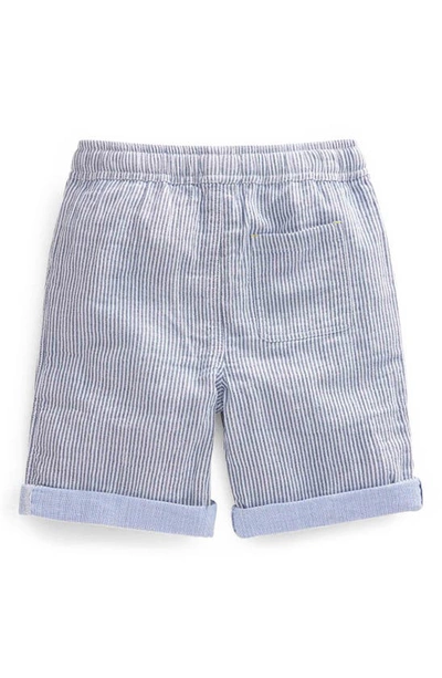 Shop Mini Boden Kids' Stripe Cuffed Cotton Shorts In College Navy Ticking