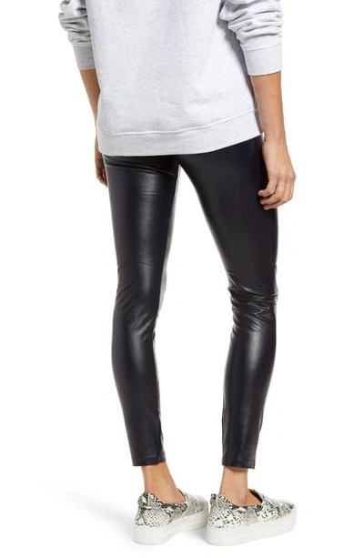 Hue Faux Leather High Waist Leggings In Navy