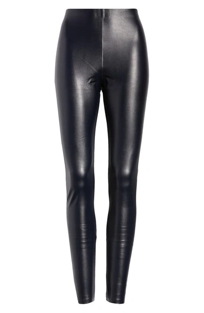 Hue Faux Leather High Waist Leggings In Navy