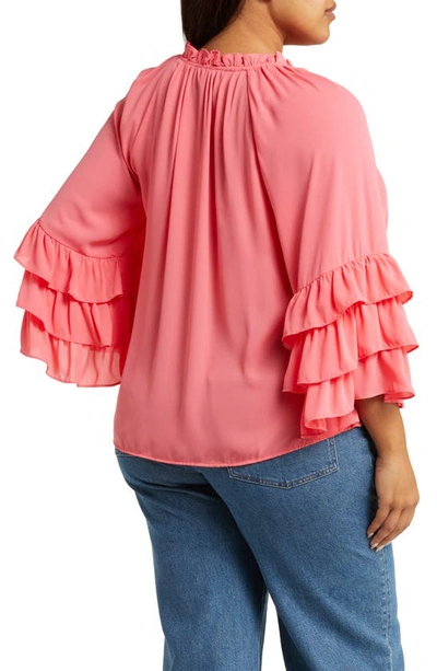 Vince Camuto Ruffle Sleeve Blouse In Radiant Orange