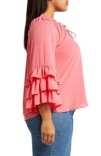 Vince Camuto Ruffle Sleeve Blouse In Radiant Orange