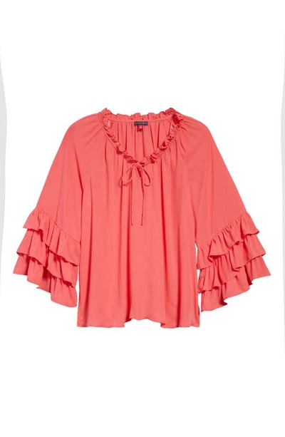 Vince Camuto Ruffle Sleeve Blouse In Radiant Orange