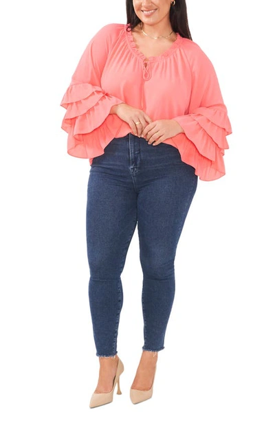 Vince Camuto Ruffle Sleeve Blouse In Radiant Orange