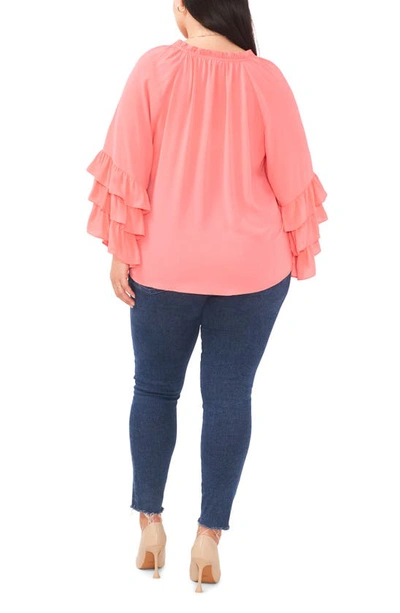 Vince Camuto Ruffle Sleeve Blouse In Radiant Orange