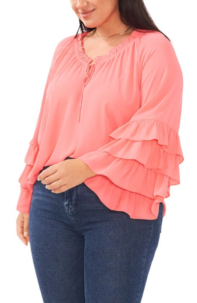 Vince Camuto Ruffle Sleeve Blouse In Radiant Orange
