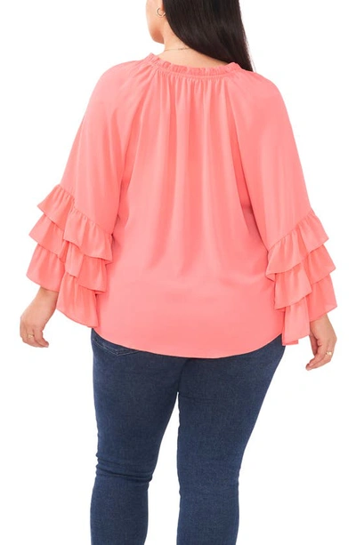 Vince Camuto Ruffle Sleeve Blouse In Radiant Orange