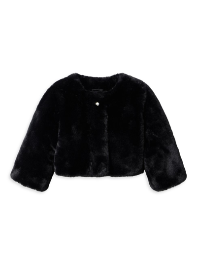 Shop Janie And Jack Little Girl's & Girl's The Fabulous Faux Fur Jacket In Black