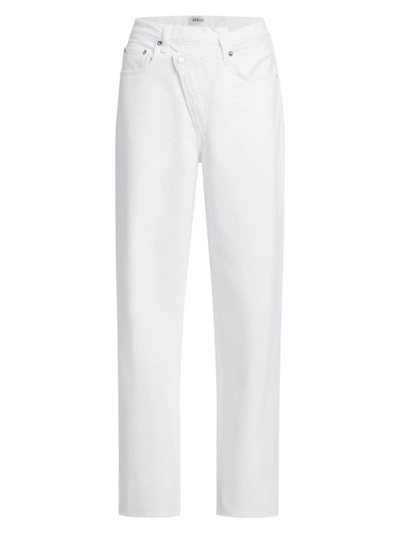 Shop Agolde Women's Crisscrossed Wide-leg Jeans In Milkshake White