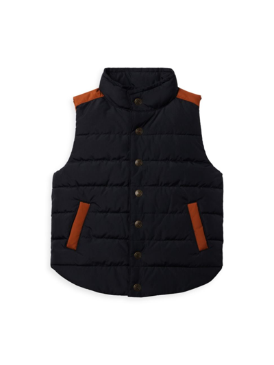 Shop Janie And Jack Little Girl's & Girl's Contrast Trim Quilted Vest In Black