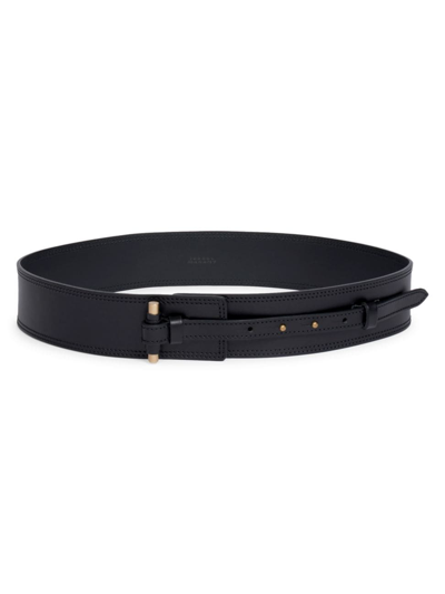 Shop Isabel Marant Women's Vigo Wide Leather Belt In Black