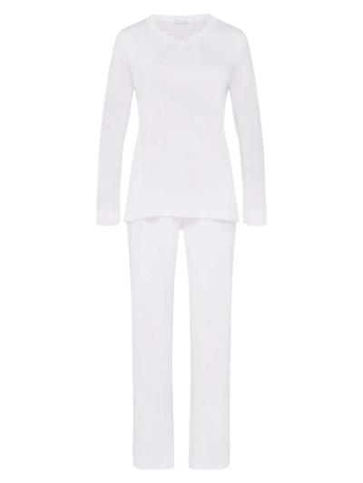 Shop Hanro Women's Moments Cotton 2-piece Pajama Set In White