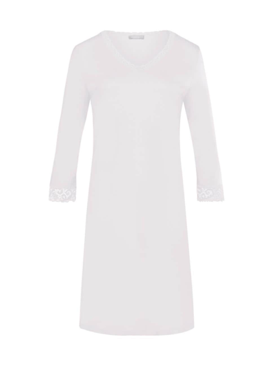 Shop Hanro Women's Moments Cotton Lace-trim Nightgown In White