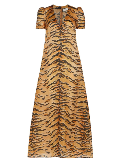 Shop Zimmermann Women's Matchmaker Tiger-print Silk Maxi Dress In Tan Tiger