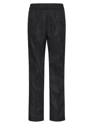 Shop Valentino Men's Nylon Pants With Toile Iconographe Pattern In Black