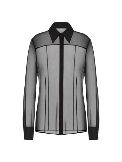 Shop Valentino Women's Chiffon Shirt In Black